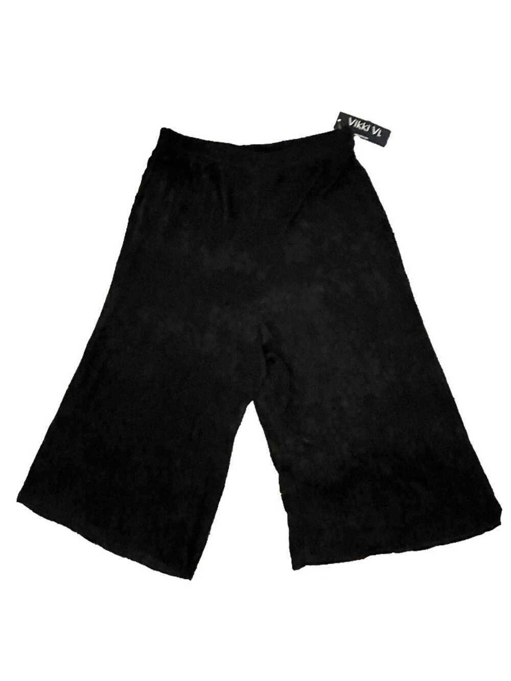 Black Cropped Wide Leg Pants 1X Floral Textured Pull On Stretch Pants NWT